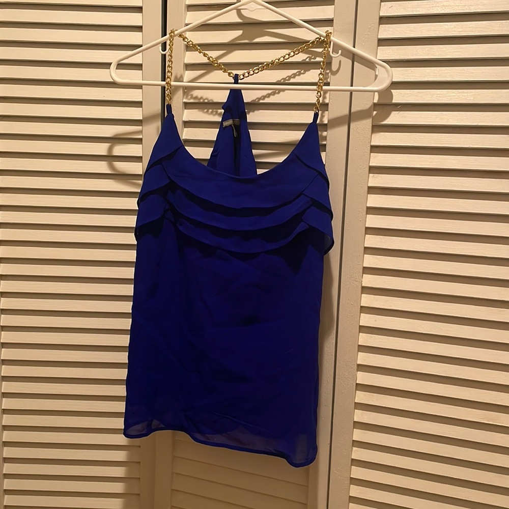 Blue Charlotte Russe top with gold chain straps